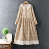 2023 Spring Long Sleeve Floral Dress Women Single Breasted Double Pockets Casual Dresses