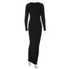 Hugcitar Ribbed Solid Long Sleeve Square Neck Maxi Dress 2023 Fall Sexy Evening Party Elegant Vestido Kleider Mit Robe