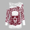 Gothic Casual Women T Shirts Skull Graphic Off Shoulder Two Piece Tee Sets Long Sleeve Spring Fashion Tops Female Clothes D30