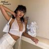 Women Halter Sexy Camisole Crop Tops With Sleeves Tank Top Strapless Femme See through Mesh Party Club Basic Stretchy