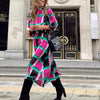 2023  Spring High Neck 3/4 Sleeves Vintage Print Long Dress Women Dresses Bohemian Pattern Vestidos Robe
