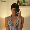 Nibber harajuku zebra print sleeveless backless fashion tank top women summer leisure halter top female sexy club party croptop