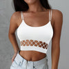 2022 Summer Fashion Black Crop Top Women Hollow Out Sleeveless Top Womens Clothing Tank Tops Top Sexy Bustier Tops Plus Size