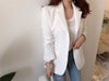 2023 s Temperament Women 's Blazer Korean Chic Minimalist Notched Collar Pocket Long-sleeved Loose Outwear Female