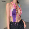 Nibber sexy hollow out camisole women Punk style Ribbed knitting crop tops club party wear Colorful tank top bandage vest female
