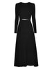 MoaaYina Designer dress Spring Autumn Women's Dress Sashes knitting Long sleeve Patchwork Pleated Dresses
