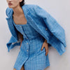 tweed women elegant blue blazers 2022 fashion ladies vintage loose blazer jackets casual female streetwear suits girls chic
