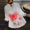 Plus Size Women Casual Flower Print Long Sleeve V-neck Blouse Button 2023 Women Blouses Shirt Blouse Female Blusas Mujer