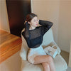 Sexy Backless Hollow Cross Pearl Knit Pullovers European Women 2023 Spring Fall Long Sleeve Sweater Clothing Sweet Girl