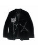 Heavy Punk Black Blazer Women PU Leather Metal Chain Cross Gear Shoulder pads Gothic Velour Jacket Autumn