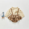2Pcs Baby Long Sleeve Body Pelele Bodysuits Spring Autumn Floral Print Girl Clothes Romper Overalls Dress With Stand-Up Collar