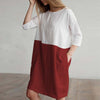 Loose Cotton Linen Summer Dress Women O-neck Half Sleeve Pockets Dress Ladies Patchwork Soft Linen Dresses