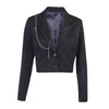 Helisopus Women Punk Gothic Black Blazer Jacket Gothic Cool Girl Streetwear Metal Chain Patchwork Short Suit Office Ladies Tops