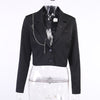 Helisopus Women Punk Gothic Black Blazer Jacket Gothic Cool Girl Streetwear Metal Chain Patchwork Short Suit Office Ladies Tops