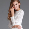 Hengsong Elegant hollow out lace dress women long sleeve autumn style midi-calf white lace dress Spring party dress vestidos