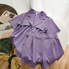 Hepburn style suit light cooked style casual suit collar cardigan shirt straight shorts two-piece children's suit