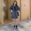Herstory Retro Plaid Women Purple Two Piece Set Double Breasted Long Sleeve Blazer Pleated Skirts Suit