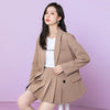 Herstory Retro Plaid Women Purple Two Piece Set Double Breasted Long Sleeve Blazer Pleated Skirts Suit