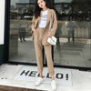 Heydress Casual Solid Women Pant Suits Notched Collar Blazer Jacket & Pencil Pant Khaki Female Suit Autumn
