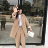 Heydress Casual Solid Women Pant Suits Notched Collar Blazer Jacket & Pencil Pant Khaki Female Suit Autumn