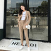 Heydress Casual Solid Women Pant Suits Notched Collar Blazer Jacket & Pencil Pant Khaki Female Suit Autumn