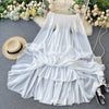 LY VAREY LIN Spring Autumn Women Elegant Holiday Dresses Puff Sleeve Slash Neck Off Shoulder Smocked White Chiffon Dresses