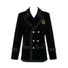 PERHAPS U Black Notch Collar Blazer Long Sleeve Double-breasted Pocket Loose Velvet C0536