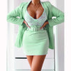 Office Lady Solid Colors Blazers Suit Women Single Button Casual Commute Blazers Summer Sheath Skirt Suits Sexy Mini Skirts Sets