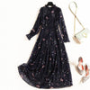 Spring Summer Women Chiffon Print Dress 2023 Casual Long Sleeve A-Line Party Dresses Vintage Elegant Midi Dress Vestidos