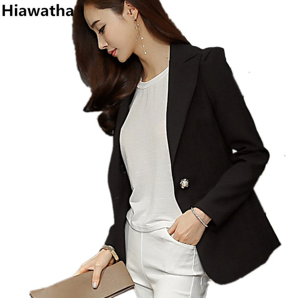 New Arrival Autumn Coat Women's Black Elegant Long Sleeve Blazer Fashion Single Button Pockets Blazer And Jackets BL010