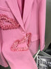 High-End Design Love Ruffles Pink Suit Jacket for Women 2023 Spring Korean Style Loose Casual Oversized Blazer Coats Tops