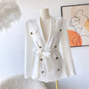 High-End  Slim Lace-up Waist White Suit Coat Ladies French Style 2023 Autumn Women's Temperament Business Blazer Jackets