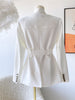 High-End  Slim Lace-up Waist White Suit Coat Ladies French Style 2023 Autumn Women's Temperament Business Blazer Jackets