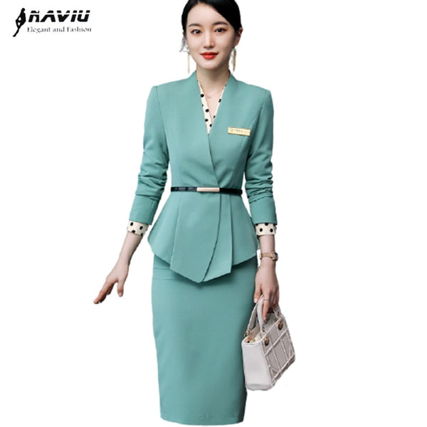 High-End Professional Skirt Suits Women Temperament Autumn Winter Formal Slim Blazer Sets Office Ladies Business Work Wear