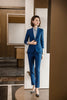High End Temperament Blue Suits Professional Spring Formal Slim Long Sleeve Blazer And Skirt Office Ladies Work Wear