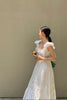 High-End White Square Collar Tank Dresses Women 2022 Summer Sleeveless Sweet Hollow Ruffled Long Dress Vacation Evening Vestido