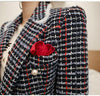 High Korea Elegance Ladies Woman Jacket Autumn Winter Jacket Blazer Women Coat Blended Tweed Slim Coat Women SL485