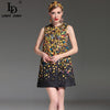 High Quality 2022 Fashion Designer Runway Summer Dress Women's Sleeveless Straight Luxury Beading Jacquard Printed Vintage Dress