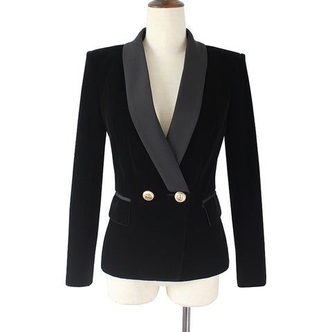High Quality 2022 Spring Velvet Blazer Women Slim Long Sleeve ladies Blazers  Formal Work Suits jacket Female Gold Button