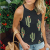 High Quality 2022 Summer Fashion Women O-neck Tops Cactus Pattern Printed Sleeveless Casual Tank Top Vest Female Camisole Tee