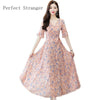 High Quality 2022 Summer Dress For Women V  Collar Floral Printed Short Sleeve Women Chiffon Long Dress