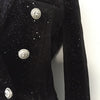 2023 Early Spring Wild Velvet Slim Long-sleeved Suit  Starry Sky Shiny Black Small Suit Jacket Female
