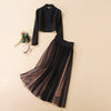 2023 Solid Color Green Fruit Collar Long-Sleeved Split Top + Mesh Half Skirt Slim Commuter Casual Woman Suit