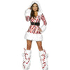 Adults Womens Santa Claus Costume Sexy Cute Red White Striped Christmas party Fancy Dress With + Leggings