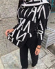 Autumn And Winter Women&#39;s Knitted Suit Letter Sweater + Wide Leg Pants + Cape Long Scarf 3-piece Set