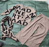 Autumn And Winter Women&#39;s Knitted Suit Letter Sweater + Wide Leg Pants + Cape Long Scarf 3-piece Set