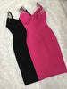 High Quality Black Pink Tassel Sleeve Slip Rayon Bandage Dress Elegant Cocktail Party Dress
