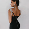 High Quality Black Pink Tassel Sleeve Slip Rayon Bandage Dress Elegant Cocktail Party Dress