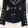 Blazer Coat Women Velvet Suit Jacket Winter Double Breasted Long Sleeve Black Blazer Ladies Slim Blazer Outwear