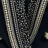 Blazer Women Black Bead 2023 Designer Metal Decoration with Belt Shawl Collar Midi Jacket Suit Long Blazers